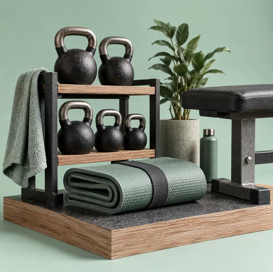 Illustration of fitness businesses equipment and workspace